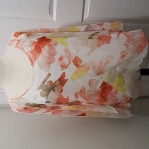 CALVIN KLEIN WOMEN’S TOP, Size 2X BELL SLEEVE BLOUSE, Floral Print, V-NECK